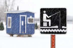 Ice fishing sign